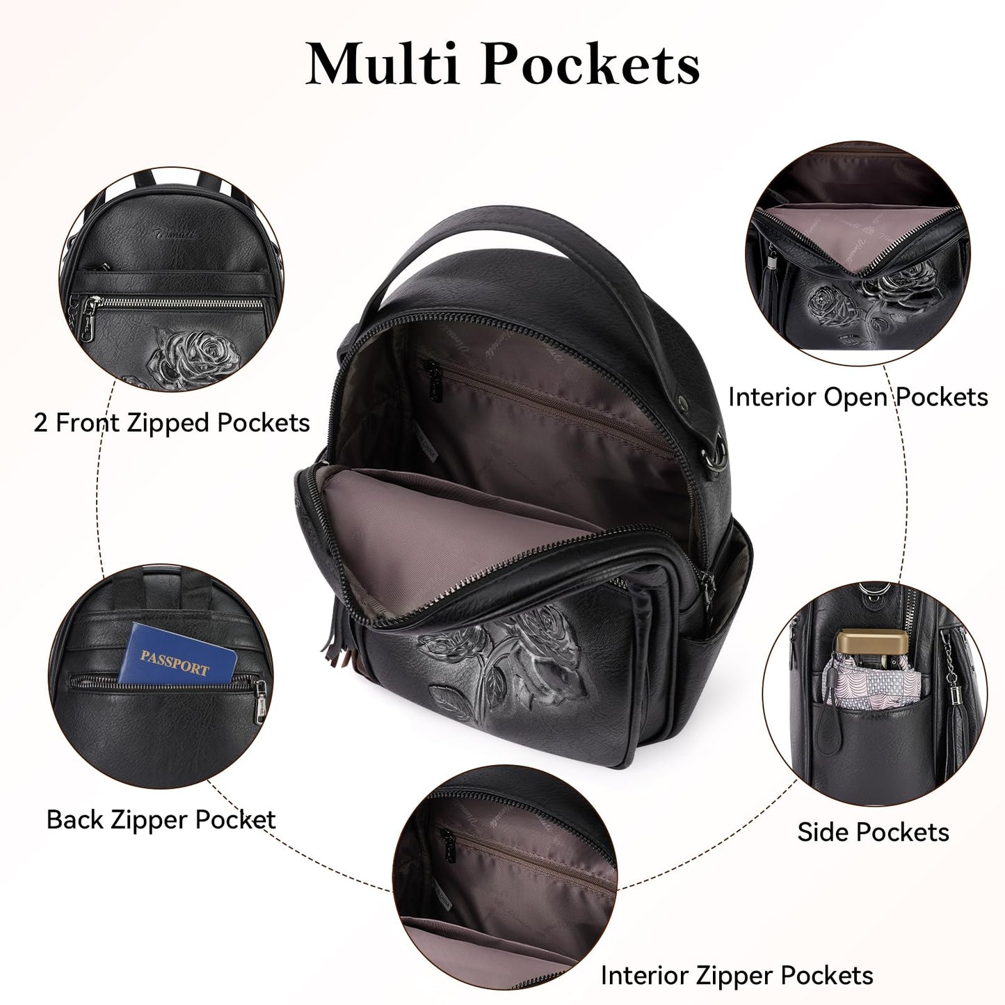 Mini Mochila Bolso para Mujeres, Mochila Pequeña de Cuero Vegano Repujado, Mochilas de Moda, Mochilas de Día, Bolso de Hombro, Pequeño, Moderno