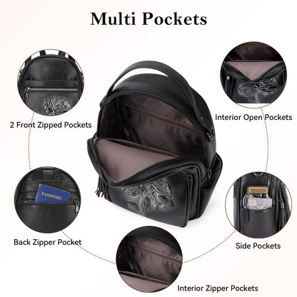 Mini Mochila Bolso para Mujeres, Mochila Pequeña de Cuero Vegano Repujado, Mochilas de Moda, Mochilas de Día, Bolso de Hombro, Pequeño, Moderno