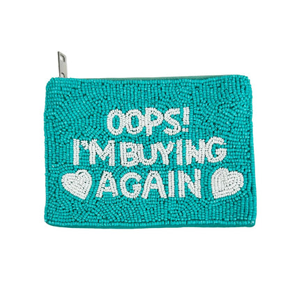 Pearl Beaded Coin Purse Handmade with Colorful Designs Savings Bag Small Zipper Pouch for Cash Card & Makeup (Botox Money)