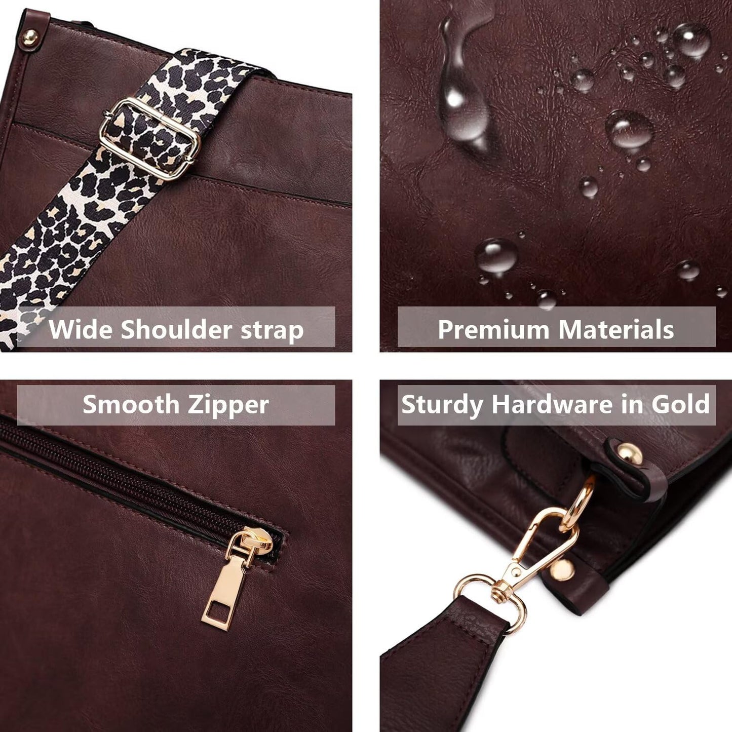 Crossbody Purse with Guitar Strap Zipped Pockets Handbag Shoulder Bag Vegan Leather Crossbody Bags for Women