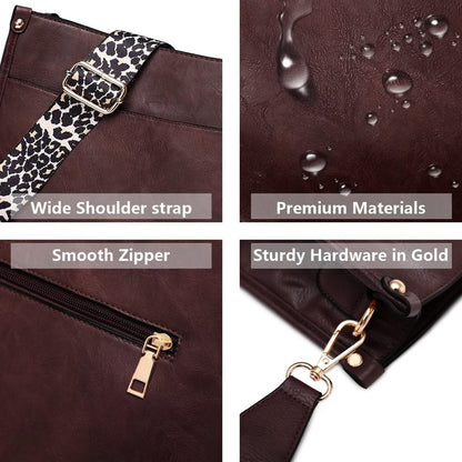 Crossbody Purse with Guitar Strap Zipped Pockets Handbag Shoulder Bag Vegan Leather Crossbody Bags for Women