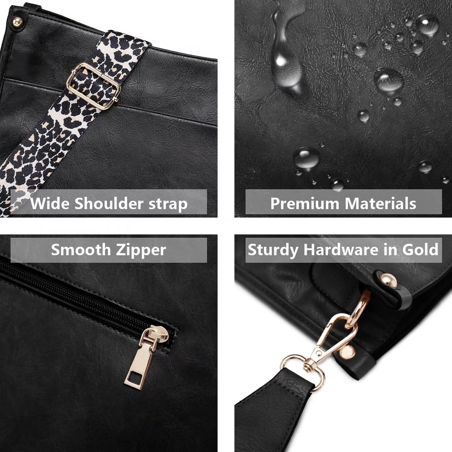 Crossbody Purse with Guitar Strap Zipped Pockets Handbag Shoulder Bag Vegan Leather Crossbody Bags for Women