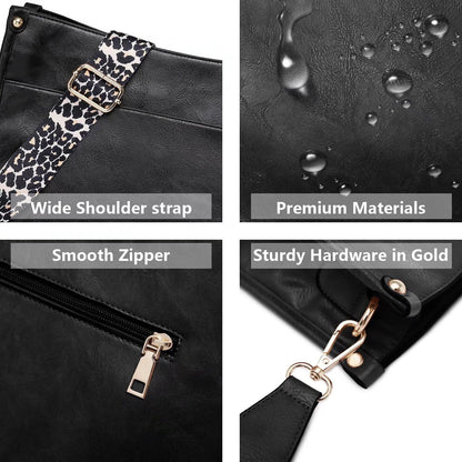 Crossbody Purse with Guitar Strap Zipped Pockets Handbag Shoulder Bag Vegan Leather Crossbody Bags for Women