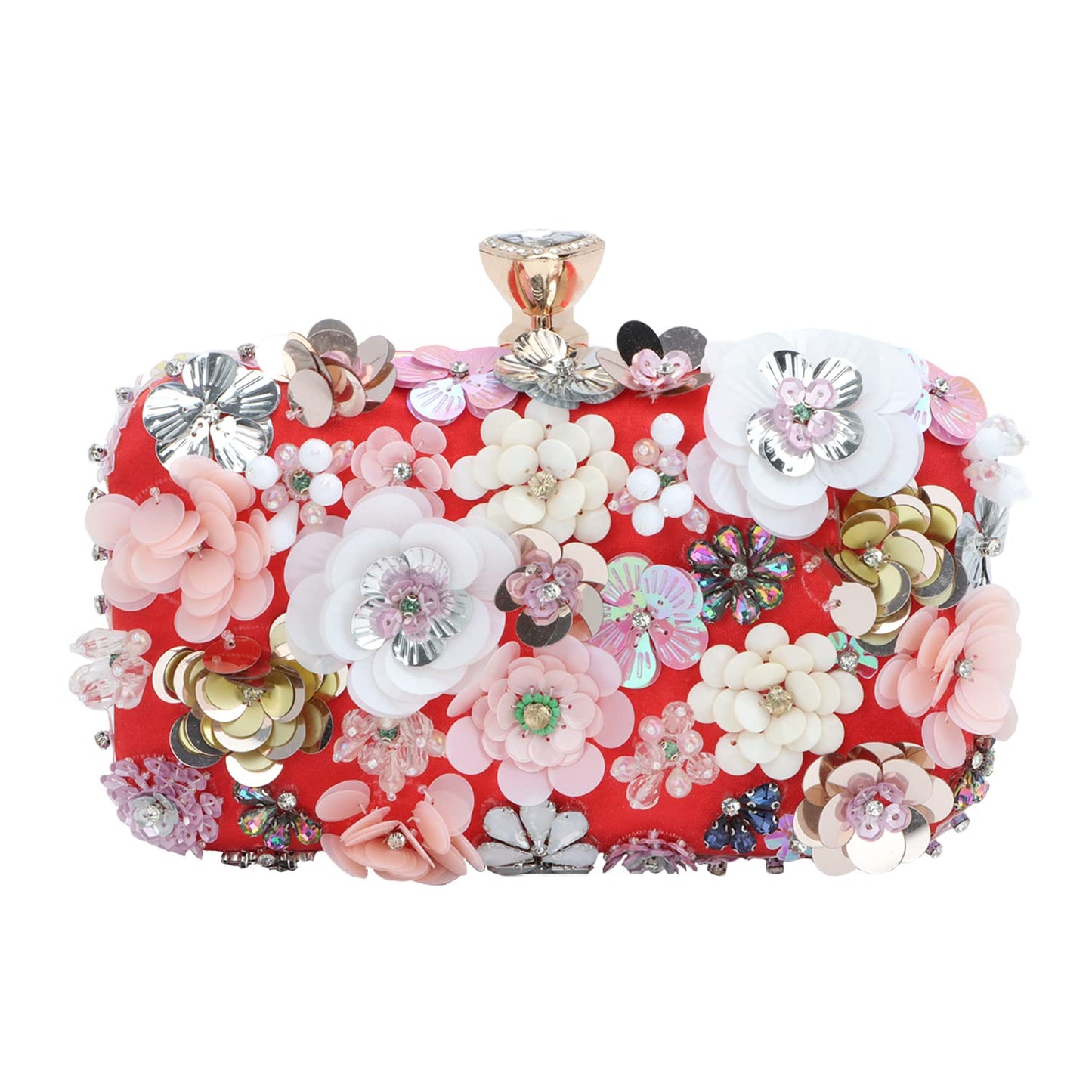 Women Clutches Flower Evening Handbag Chain Strap Shoulder Bag