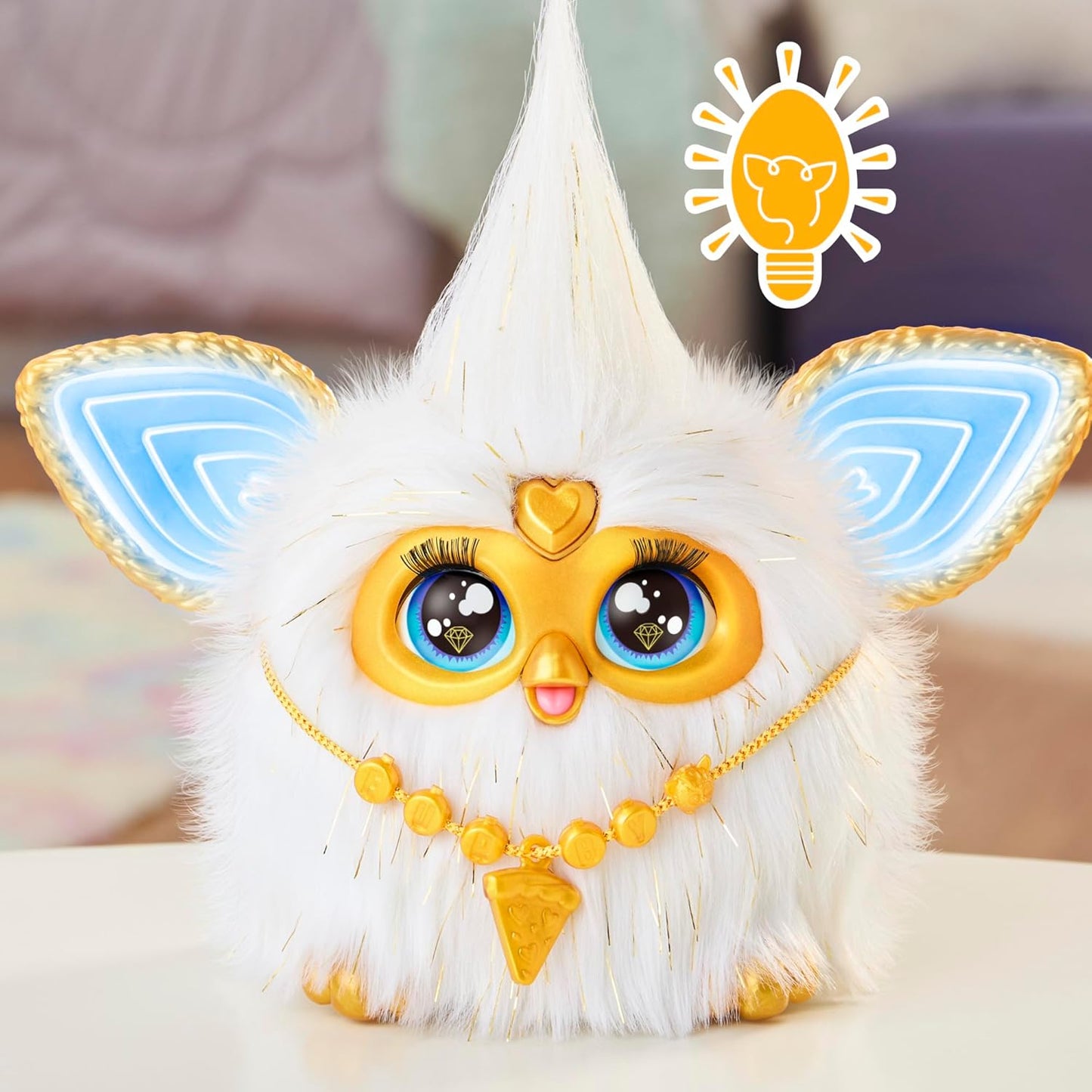 Furby Gold Glam Interactive Plush Toys for 6 Year Old Girls & Boys & Up, Voice Activated Animatronic, Speaks English & Furbish, White (Amazon Exclusive)