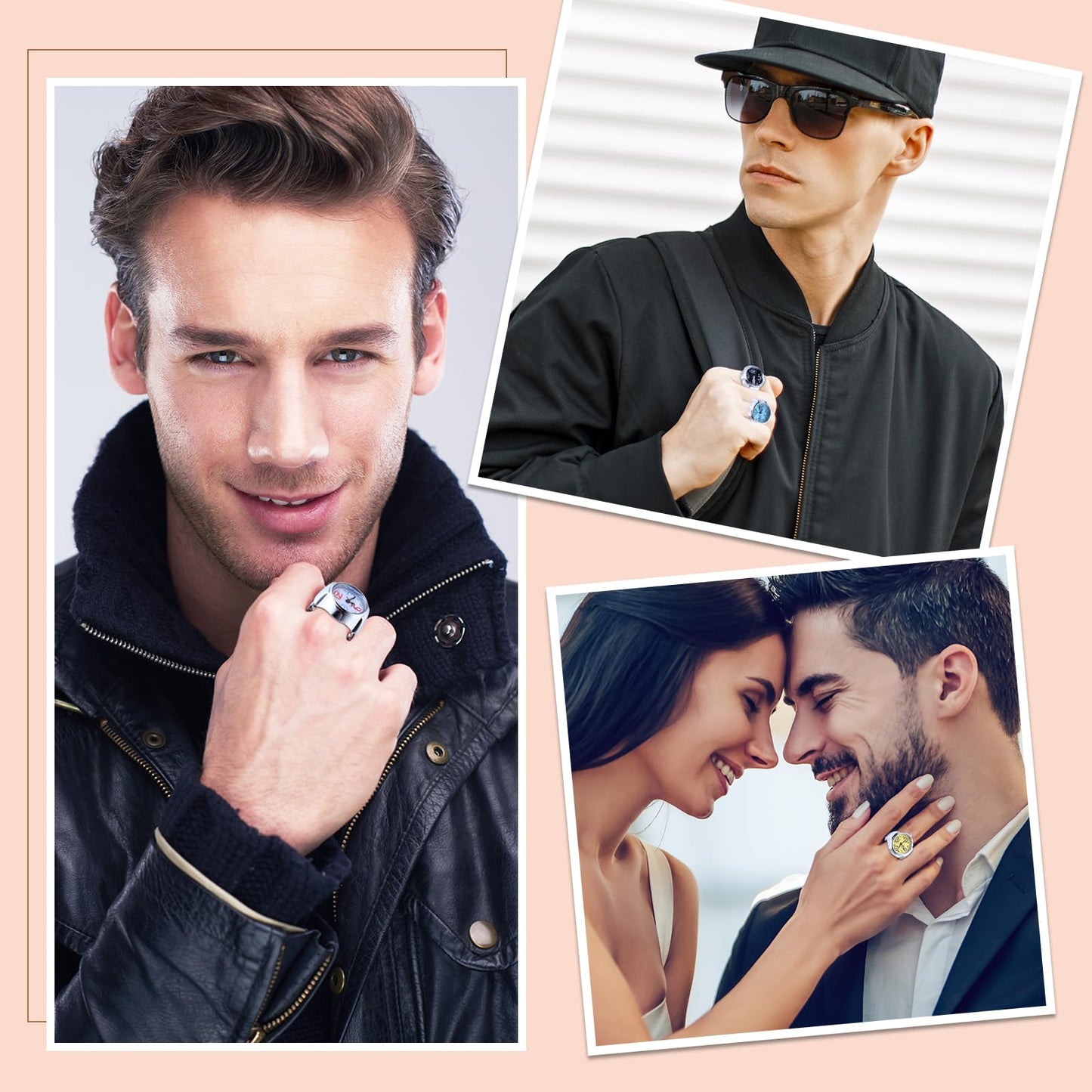 Landical 10 Pcs Finger Watches for Women Men Adjustable Clock Rings Bulk Creative Elastic Round Quartz Finger Watches