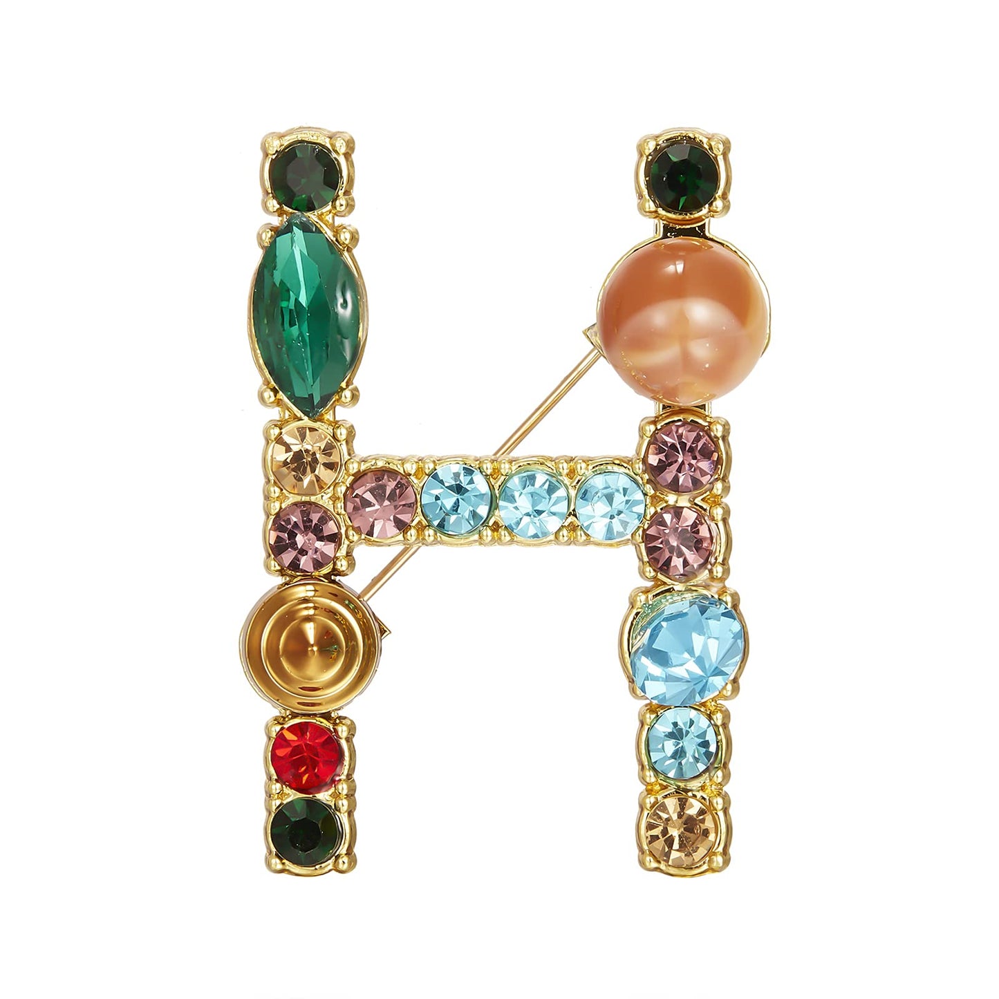 Initial Brooch Crystal Pearl Initial Brooch Gold Plated Enamel Colorful Letter Alphabet Breastpin Pin Jewelry for GIFTS