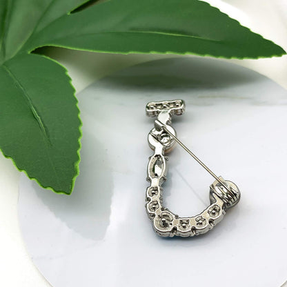 Initial Brooch A to Z 26 English Letters Plated Metal Stone Clear Colorful Crystal Lapel Pin Brooches Collar