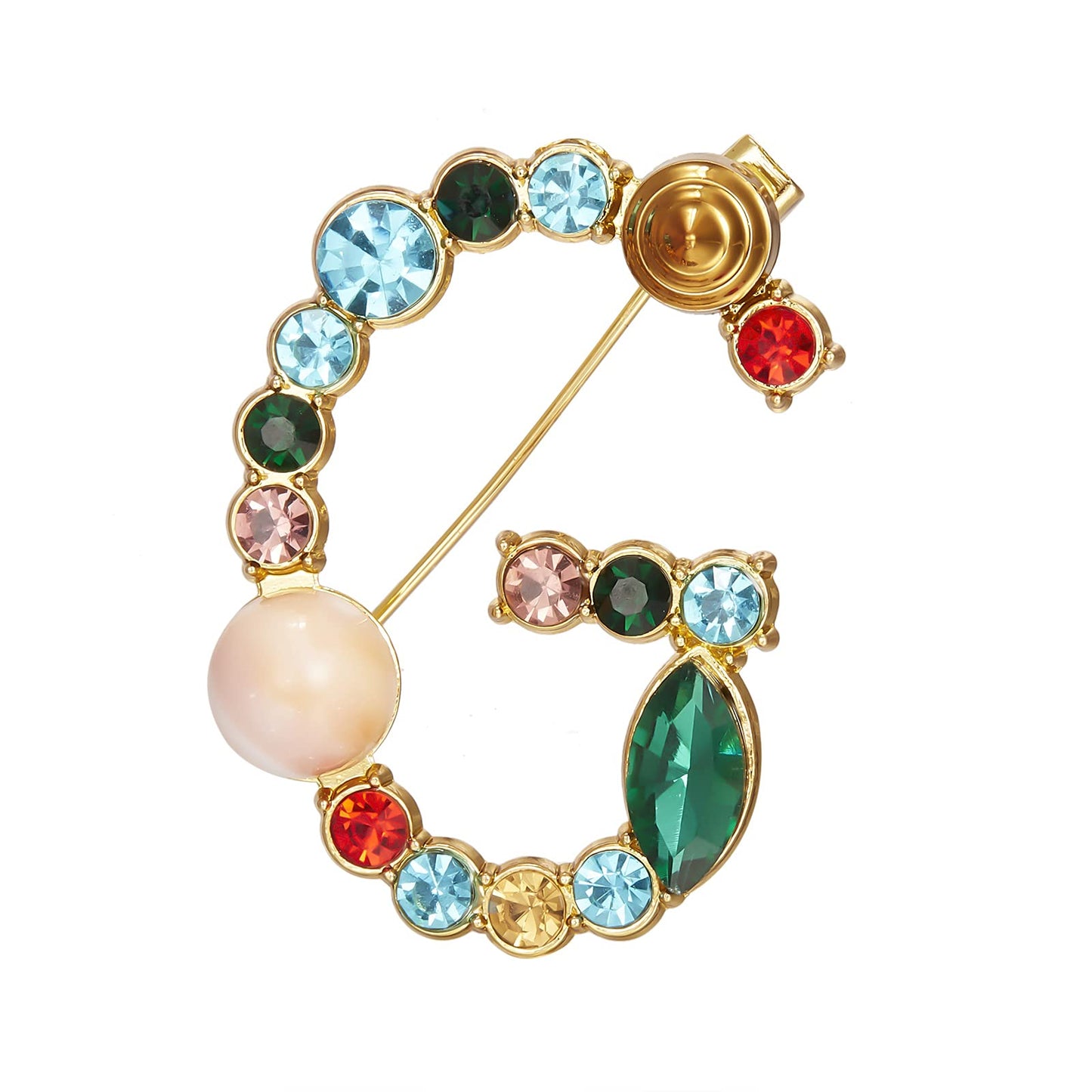 Initial Brooch Crystal Pearl Initial Brooch Gold Plated Enamel Colorful Letter Alphabet Breastpin Pin Jewelry for GIFTS