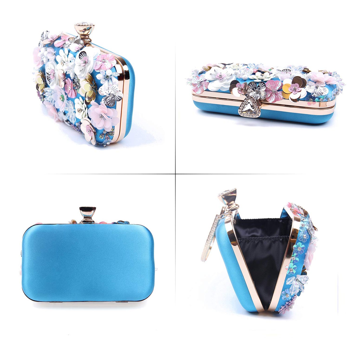 Women Clutches Flower Evening Handbag Chain Strap Shoulder Bag