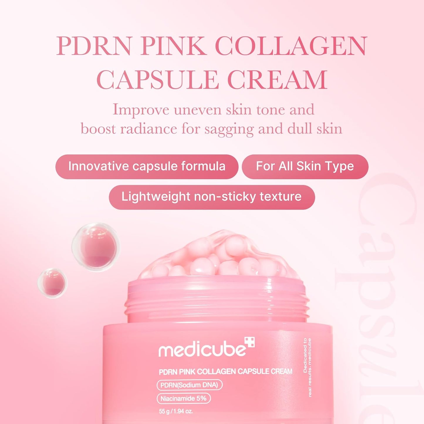 medicube Uneven Skin & Firm Duo: Deep Vitamin C Golden Capsule Face Moisturizer and Salmon DNA PDRN Pink Collagen Capsule Cream