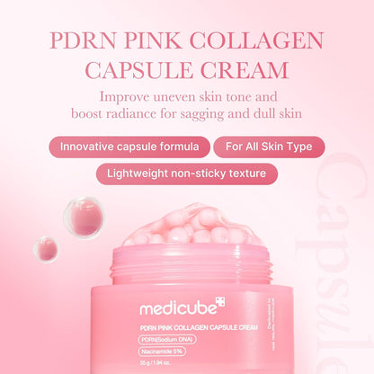 medicube Uneven Skin & Firm Duo: Deep Vitamin C Golden Capsule Face Moisturizer and Salmon DNA PDRN Pink Collagen Capsule Cream