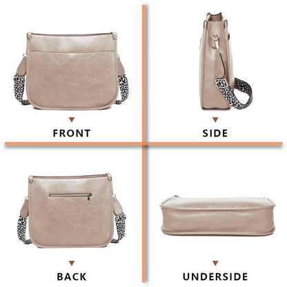 Crossbody Purse with Guitar Strap Zipped Pockets Handbag Shoulder Bag Vegan Leather Crossbody Bags for Women