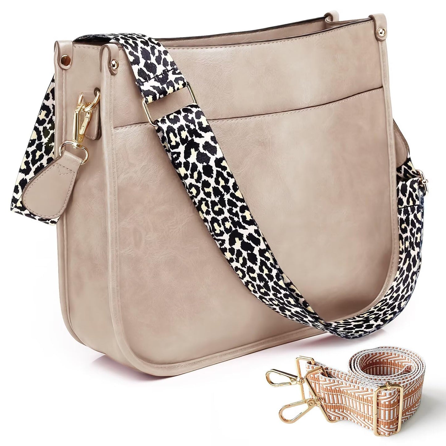 Crossbody Purse with Guitar Strap Zipped Pockets Handbag Shoulder Bag Vegan Leather Crossbody Bags for Women
