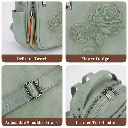 Mini Mochila Bolso para Mujeres, Mochila Pequeña de Cuero Vegano Repujado, Mochilas de Moda, Mochilas de Día, Bolso de Hombro, Pequeño, Moderno