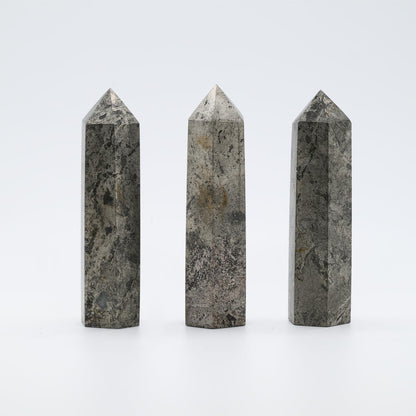 Angelstones Natural Smoky Quartz Gemstone Healing Crystal Hexagonal Pointed Reiki Chakra Faceted Prism Wand Carved Stone Figurine Home Decor