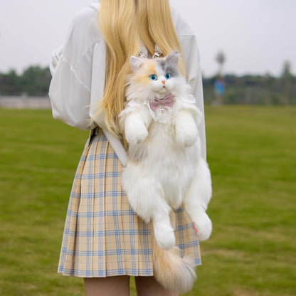 Chongker Cat Shaped Backpack - Handcrafted Stuffed Animals Plush Bag with Adjustable Shoulder, Crossbody, and Handbag Straps (MaineCoon Cat)