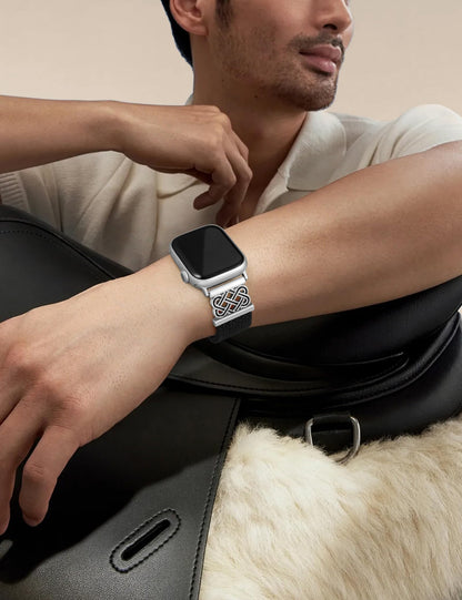 Braided Magnetic Band Compatible with Apple Watch Bands 38/40/41/42/44/45/46/49mm Dressy Celtic Metal Stretchy Elastic Strap for Watch Series 11 10 9 8 7 6 5 4 SE/Ultra 3 2 1
