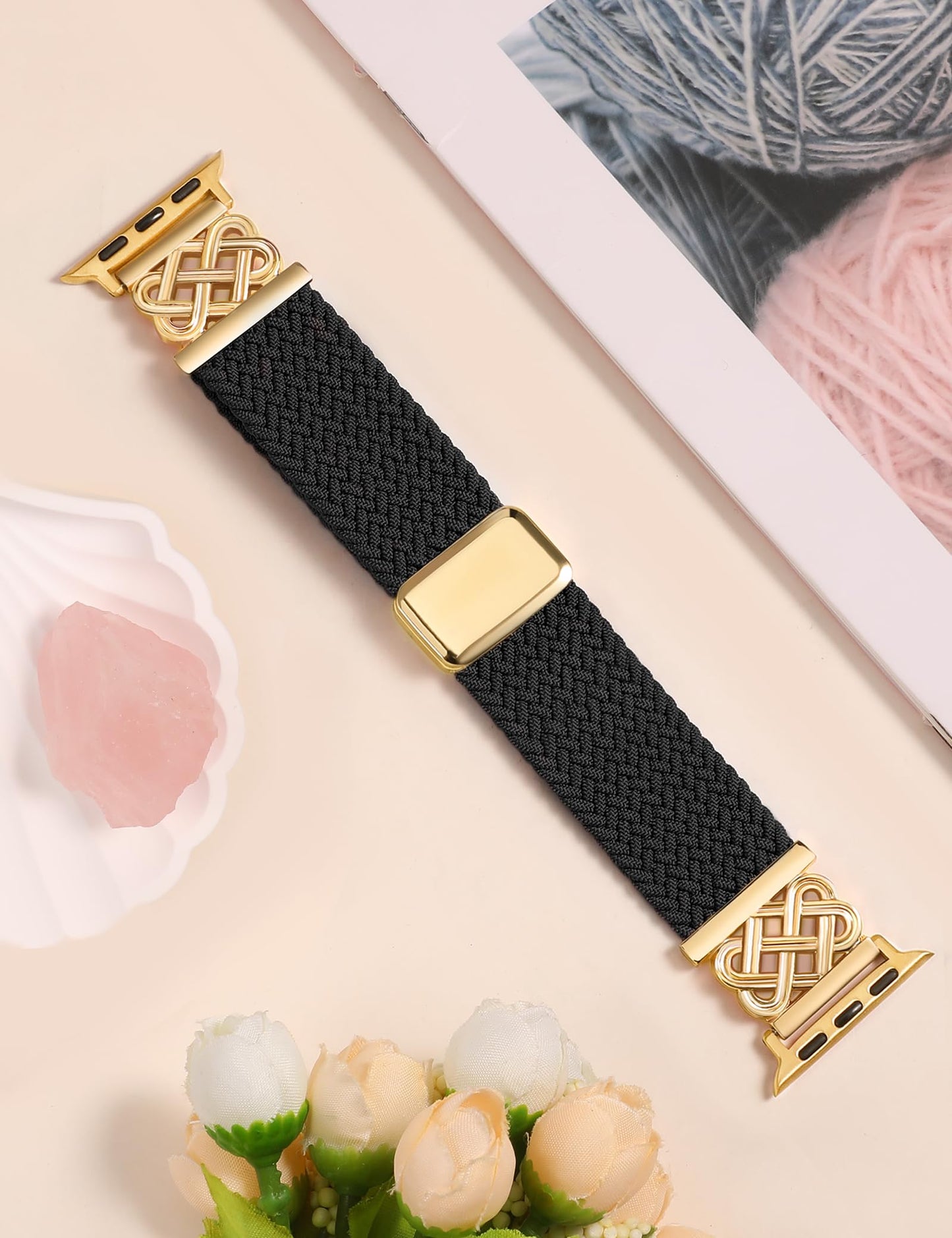 Braided Magnetic Band Compatible with Apple Watch Bands 38/40/41/42/44/45/46/49mm Dressy Celtic Metal Stretchy Elastic Strap for Watch Series 11 10 9 8 7 6 5 4 SE/Ultra 3 2 1