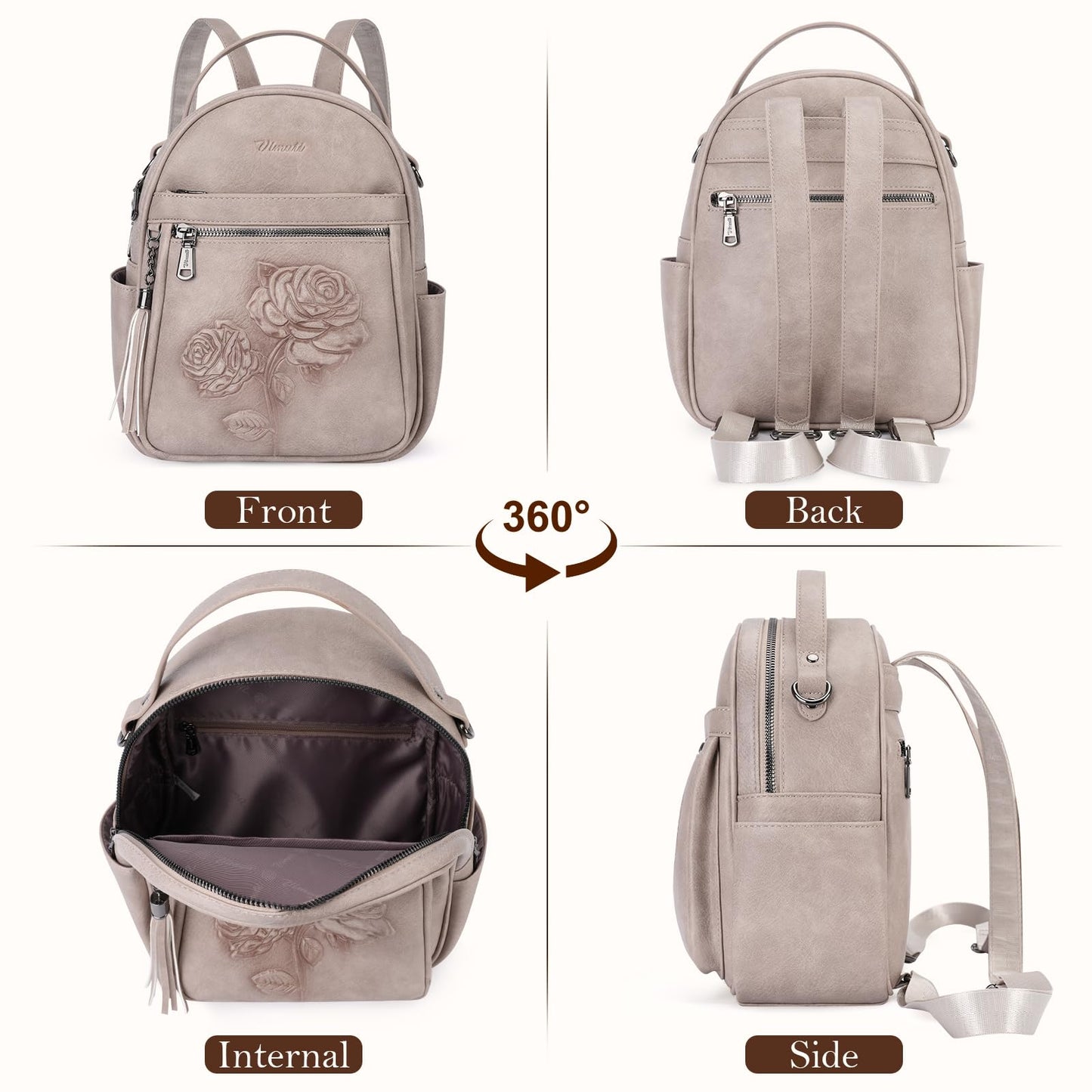 Mini Mochila Bolso para Mujeres, Mochila Pequeña de Cuero Vegano Repujado, Mochilas de Moda, Mochilas de Día, Bolso de Hombro, Pequeño, Moderno
