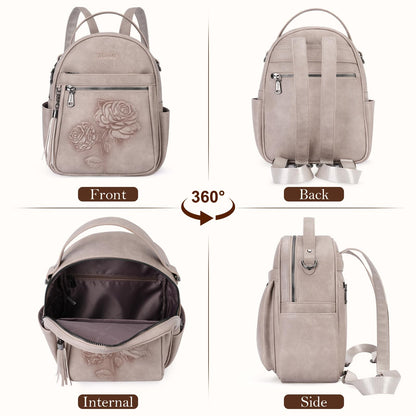 Mini Mochila Bolso para Mujeres, Mochila Pequeña de Cuero Vegano Repujado, Mochilas de Moda, Mochilas de Día, Bolso de Hombro, Pequeño, Moderno