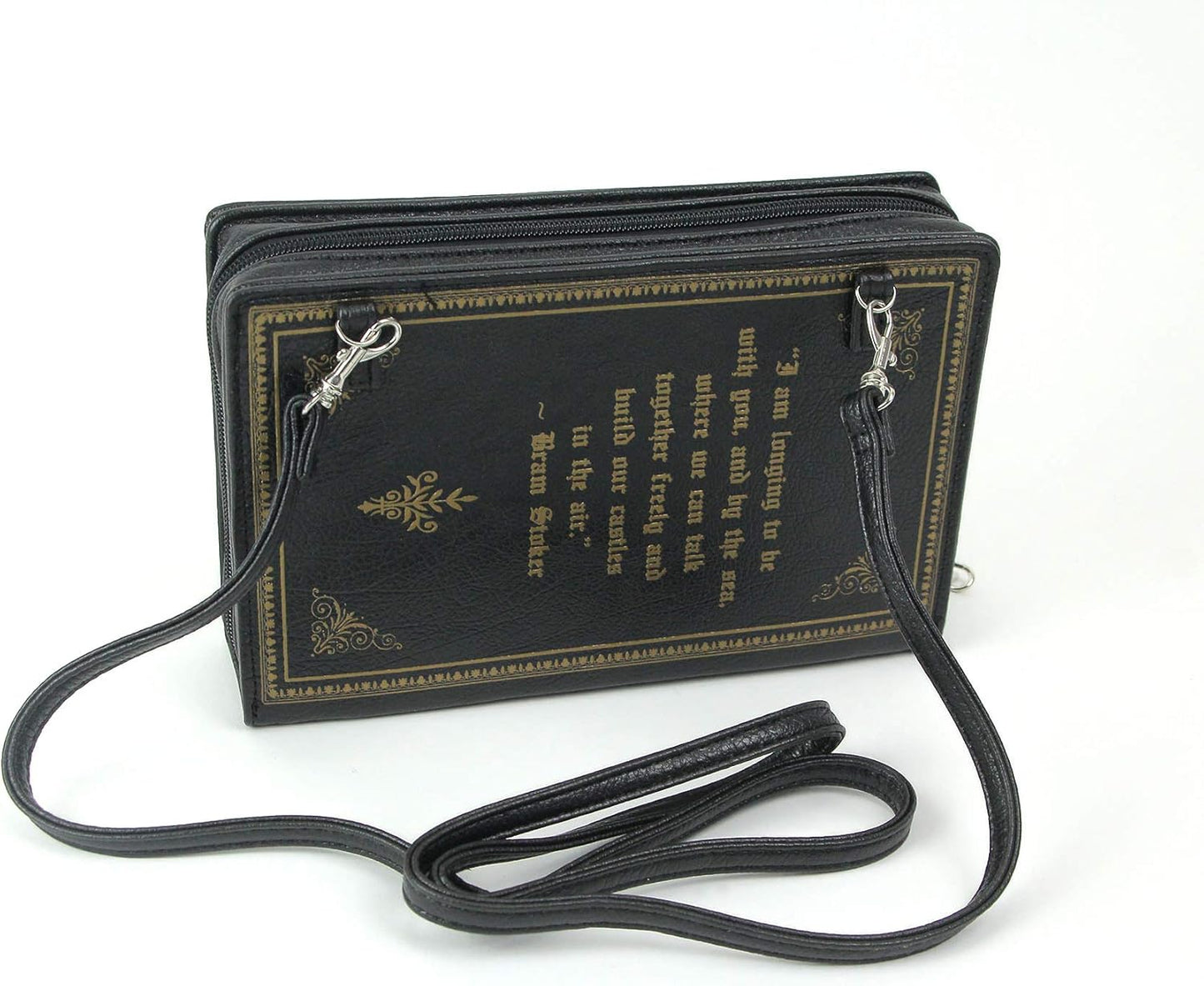 Beauty and the Beast Book Handbag Black Vinyl Novelty Clutch Purse Crossbody Bag