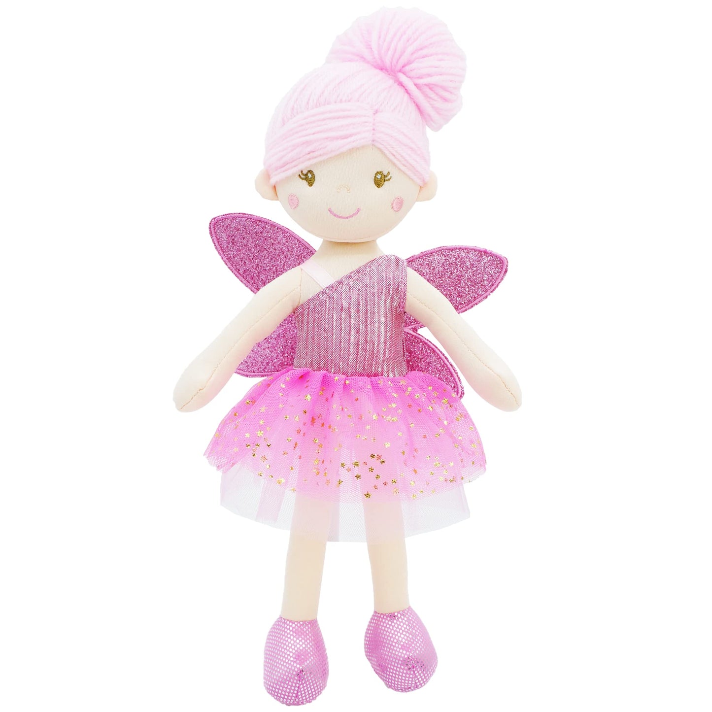 June Garden 18" Ballerina Plush Doll Rosalie - Soft Pink Hair Doll in Floral Dress & Tulle Skirt with Ballet Shoes - Gift for Girls & Toddlers