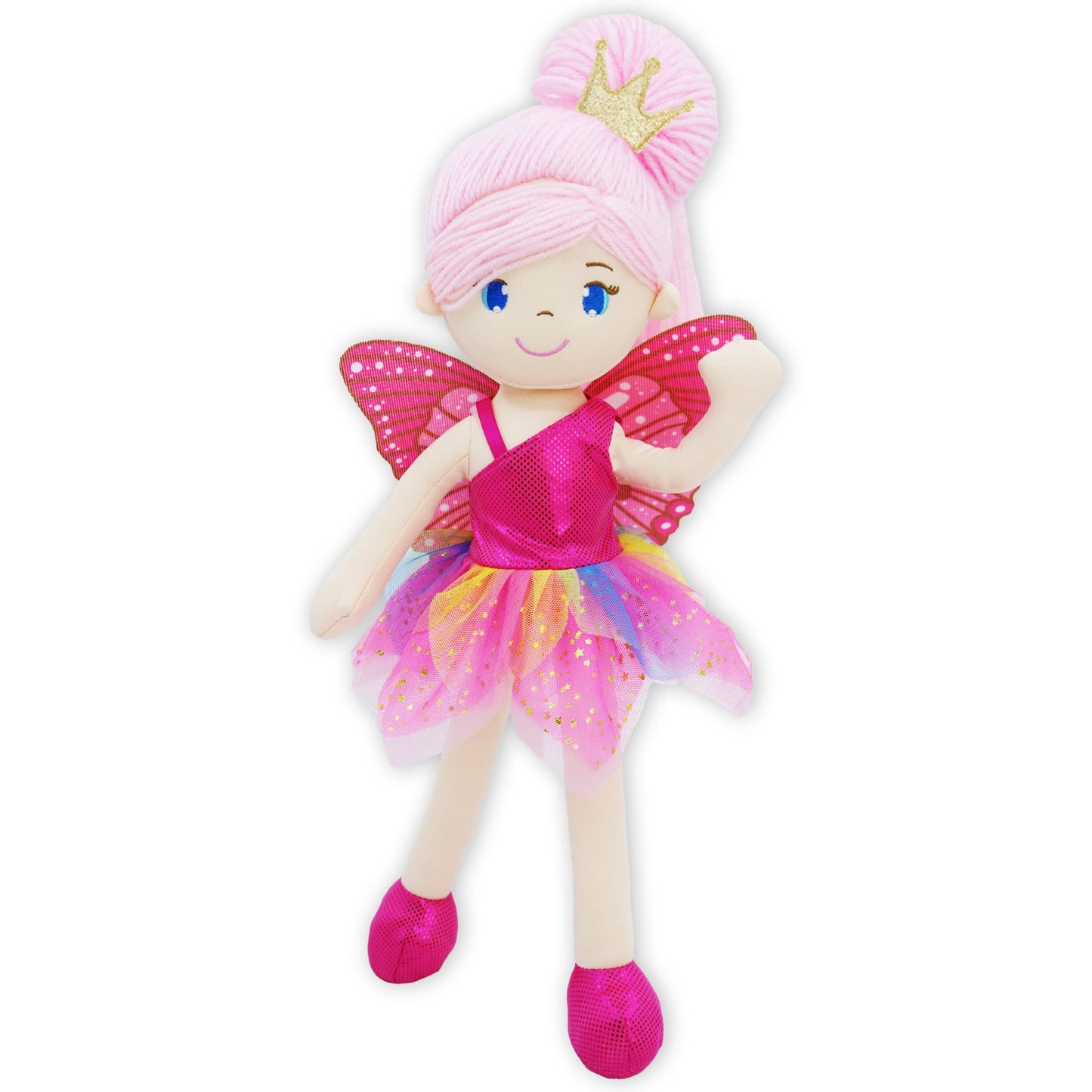 June Garden 18" Ballerina Plush Doll Rosalie - Soft Pink Hair Doll in Floral Dress & Tulle Skirt with Ballet Shoes - Gift for Girls & Toddlers