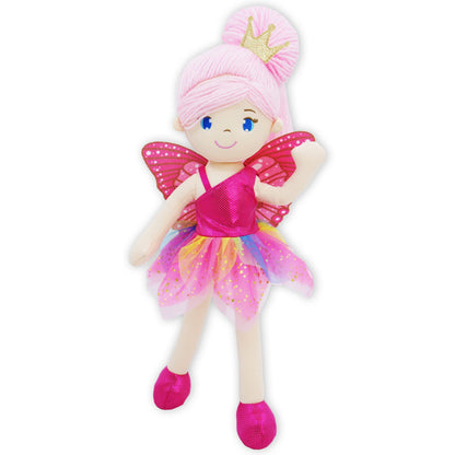 June Garden 18" Ballerina Plush Doll Rosalie - Soft Pink Hair Doll in Floral Dress & Tulle Skirt with Ballet Shoes - Gift for Girls & Toddlers
