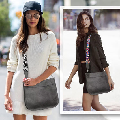 Crossbody Purse with Guitar Strap Zipped Pockets Handbag Shoulder Bag Vegan Leather Crossbody Bags for Women