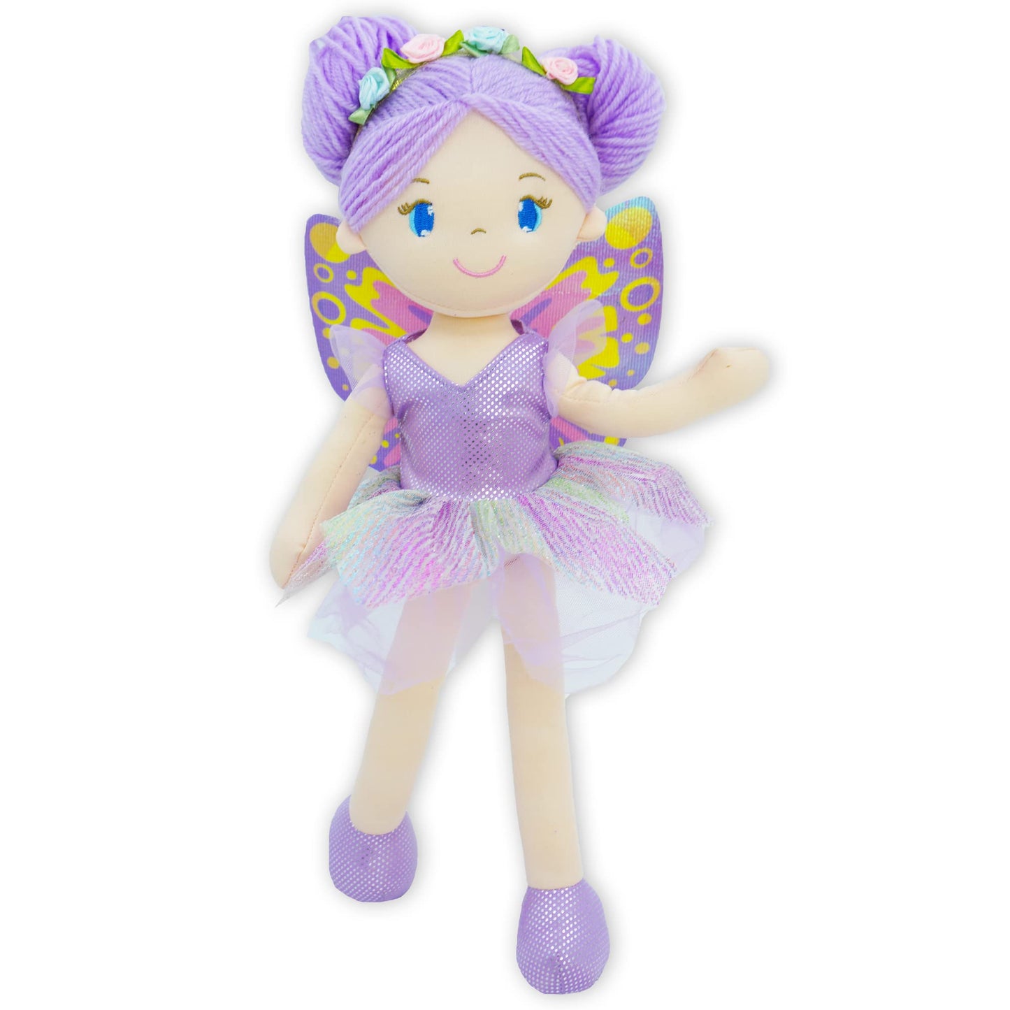 June Garden 18" Ballerina Plush Doll Rosalie - Soft Pink Hair Doll in Floral Dress & Tulle Skirt with Ballet Shoes - Gift for Girls & Toddlers