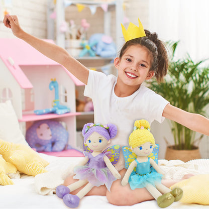 June Garden 18" Ballerina Plush Doll Rosalie - Soft Pink Hair Doll in Floral Dress & Tulle Skirt with Ballet Shoes - Gift for Girls & Toddlers