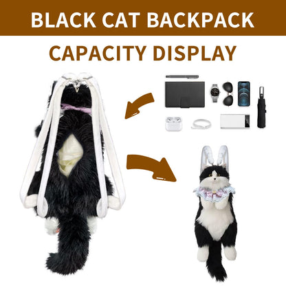 Stuffed Cat Backpack - Cute plush Backpack Toy, Handcrafted Realistic Cat Shaped Backpack, Plush Bag with Adjustable Shoulder, Crossbody, Backpack Straps (White)