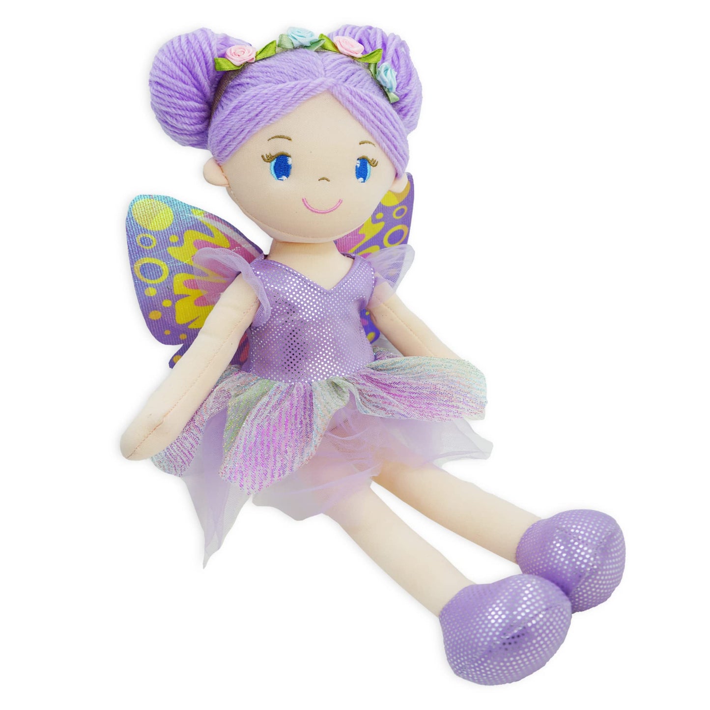 June Garden 18" Ballerina Plush Doll Rosalie - Soft Pink Hair Doll in Floral Dress & Tulle Skirt with Ballet Shoes - Gift for Girls & Toddlers