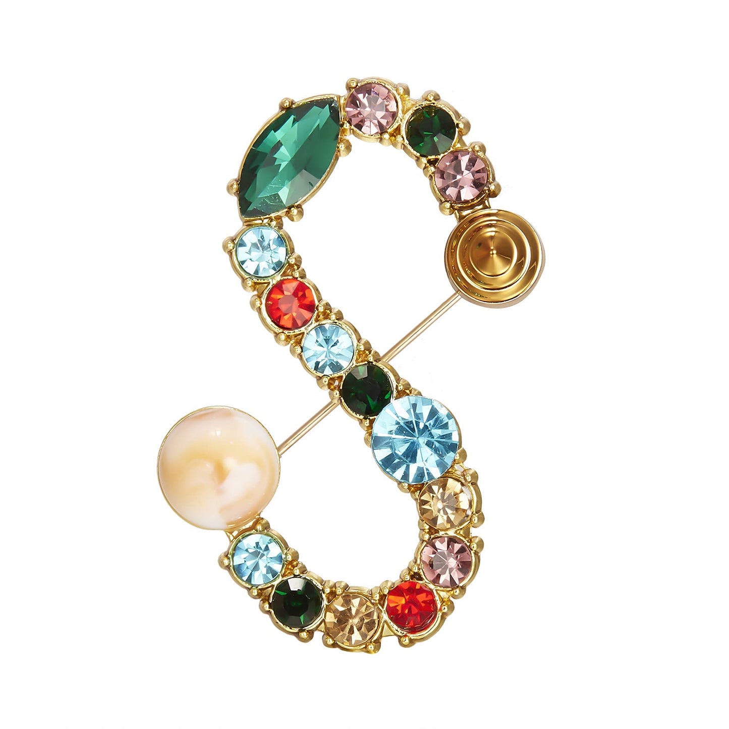 Initial Brooch Crystal Pearl Initial Brooch Gold Plated Enamel Colorful Letter Alphabet Breastpin Pin Jewelry for GIFTS