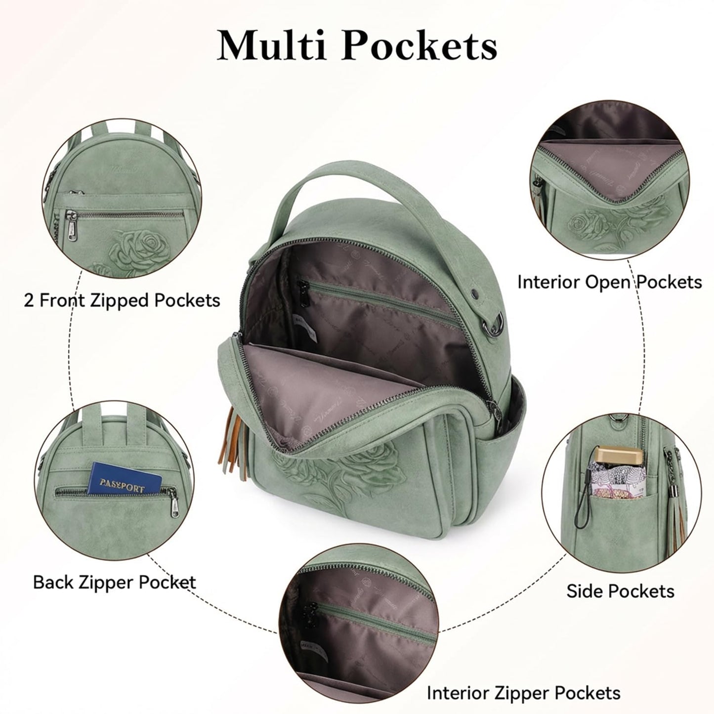 Mini Mochila Bolso para Mujeres, Mochila Pequeña de Cuero Vegano Repujado, Mochilas de Moda, Mochilas de Día, Bolso de Hombro, Pequeño, Moderno