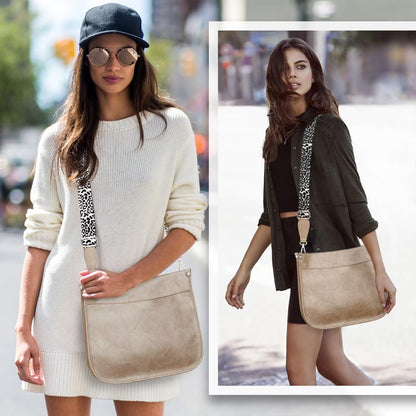 Crossbody Purse with Guitar Strap Zipped Pockets Handbag Shoulder Bag Vegan Leather Crossbody Bags for Women