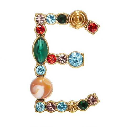 Initial Brooch Crystal Pearl Initial Brooch Gold Plated Enamel Colorful Letter Alphabet Breastpin Pin Jewelry for GIFTS