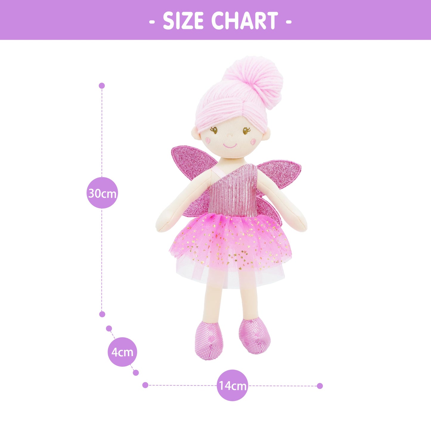 June Garden 18" Ballerina Plush Doll Rosalie - Soft Pink Hair Doll in Floral Dress & Tulle Skirt with Ballet Shoes - Gift for Girls & Toddlers