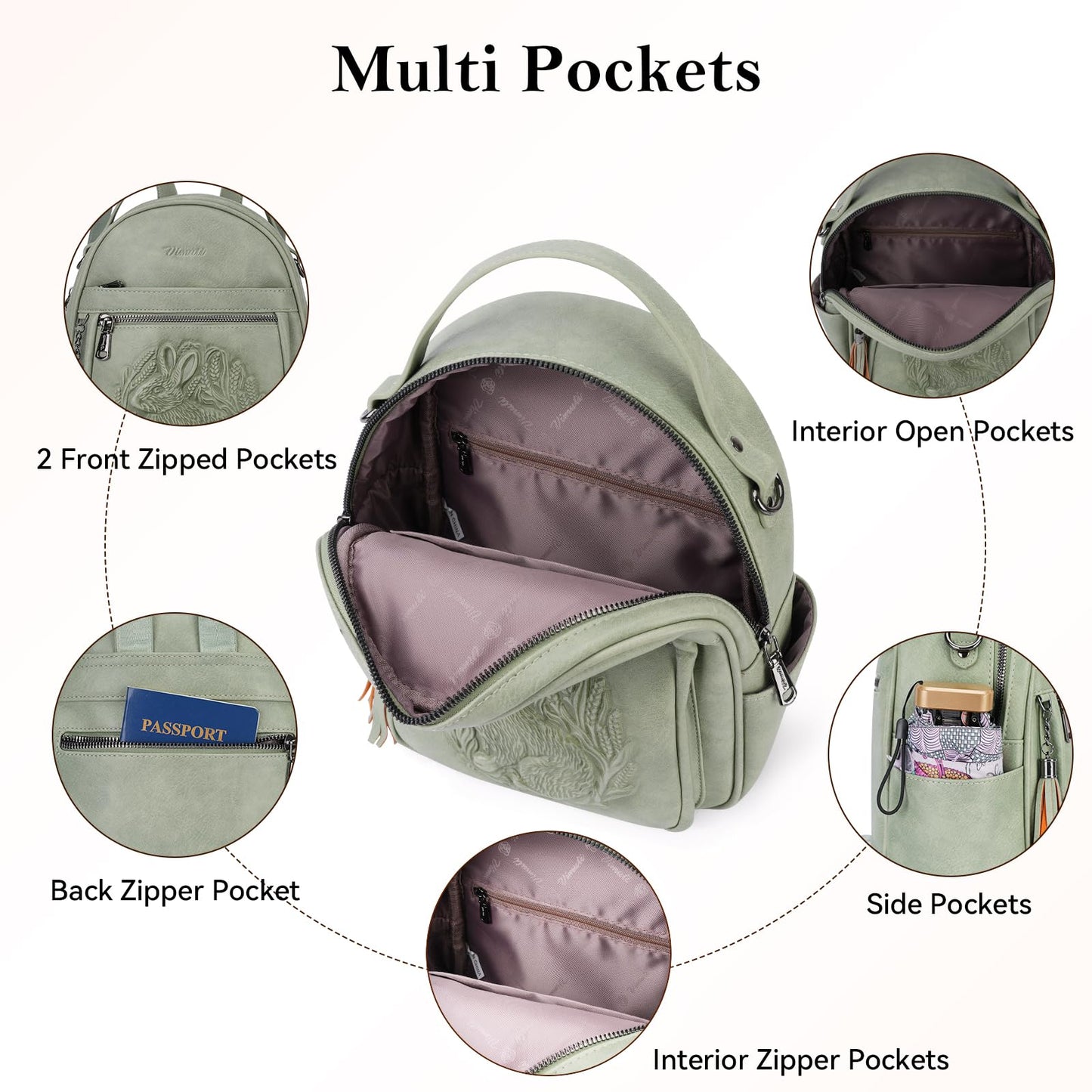 Mini Mochila Bolso para Mujeres, Mochila Pequeña de Cuero Vegano Repujado, Mochilas de Moda, Mochilas de Día, Bolso de Hombro, Pequeño, Moderno