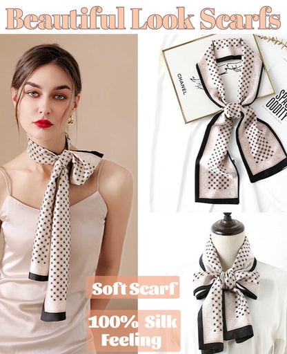 Mitzah Head Scarf  Mulberry Silk Imitation Women's 59" Fashion Neck Satin Scarfs for Bag 59 * 5.9”
