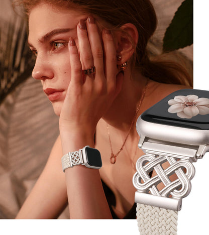 Braided Magnetic Band Compatible with Apple Watch Bands 38/40/41/42/44/45/46/49mm Dressy Celtic Metal Stretchy Elastic Strap for Watch Series 11 10 9 8 7 6 5 4 SE/Ultra 3 2 1
