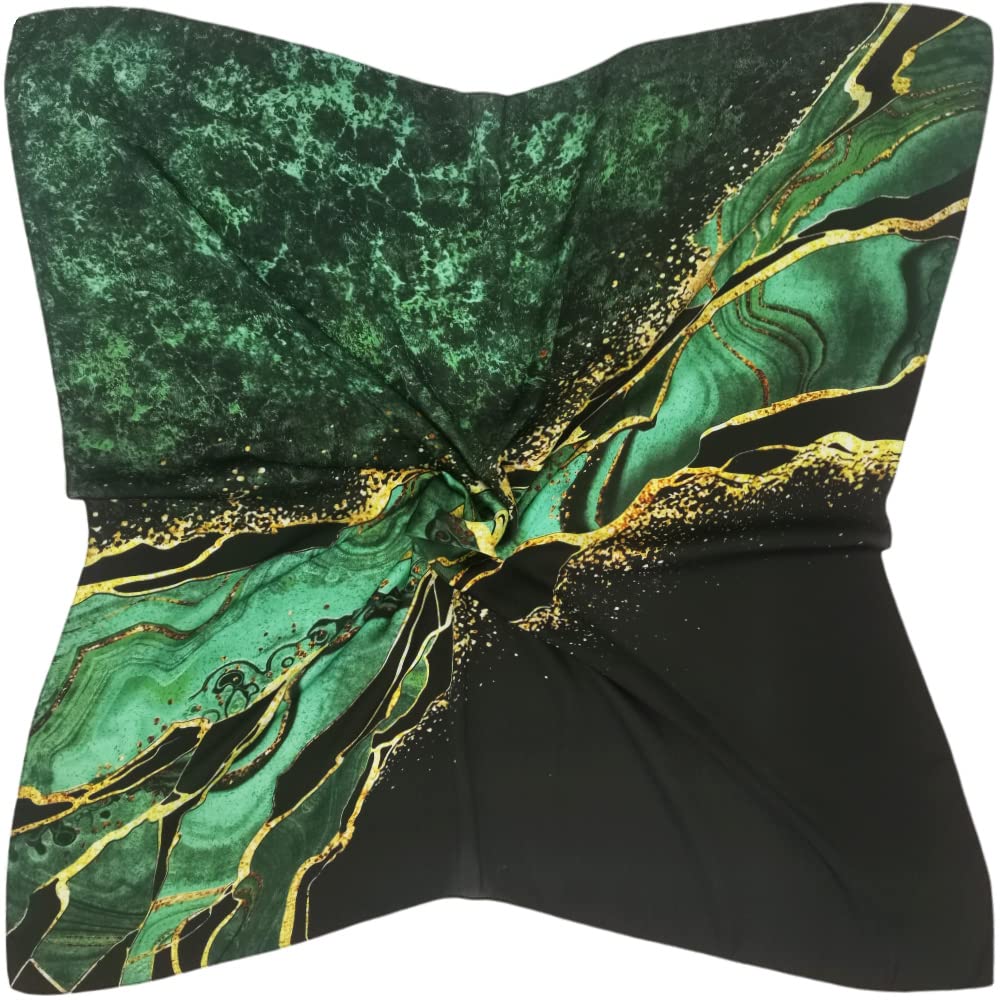 35" Square Mulberry Silk Imitation Head Scarf for Women Satin Large Hair Scarves Neck Scarf