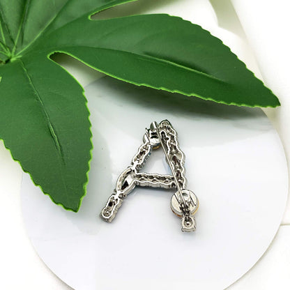 Initial Brooch A to Z 26 English Letters Plated Metal Stone Clear Colorful Crystal Lapel Pin Brooches Collar