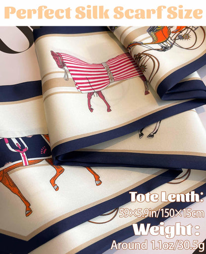 Mitzah Head Scarf  Mulberry Silk Imitation Women's 59" Fashion Neck Satin Scarfs for Bag 59 * 5.9”