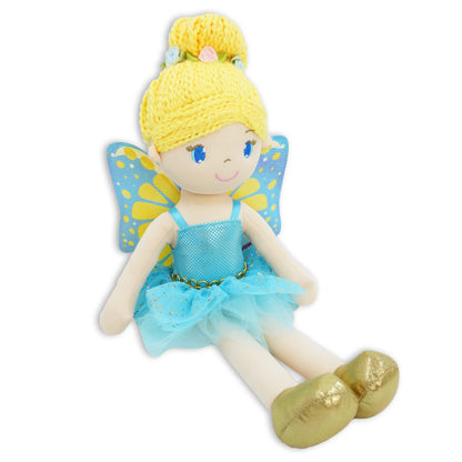 June Garden 18" Ballerina Plush Doll Rosalie - Soft Pink Hair Doll in Floral Dress & Tulle Skirt with Ballet Shoes - Gift for Girls & Toddlers
