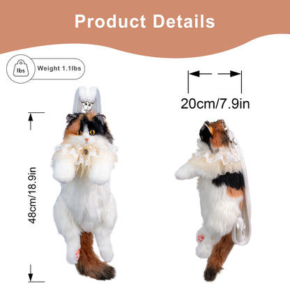 Chongker Cat Shaped Backpack - Handcrafted Stuffed Animals Plush Bag with Adjustable Shoulder, Crossbody, and Handbag Straps (MaineCoon Cat)