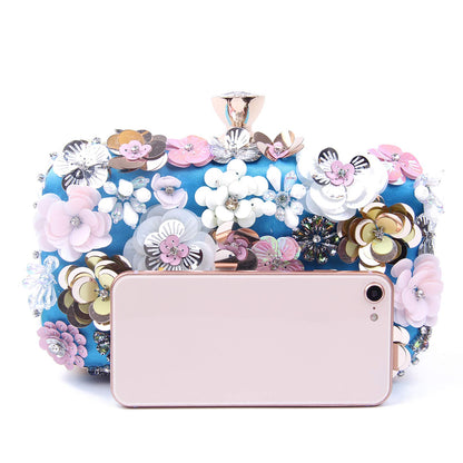 Women Clutches Flower Evening Handbag Chain Strap Shoulder Bag
