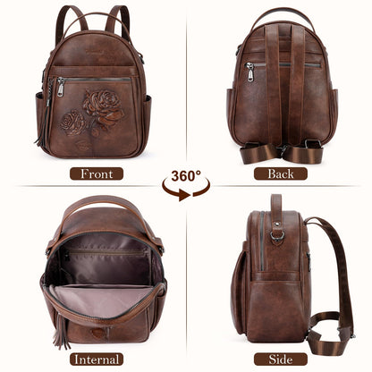 Mini Mochila Bolso para Mujeres, Mochila Pequeña de Cuero Vegano Repujado, Mochilas de Moda, Mochilas de Día, Bolso de Hombro, Pequeño, Moderno