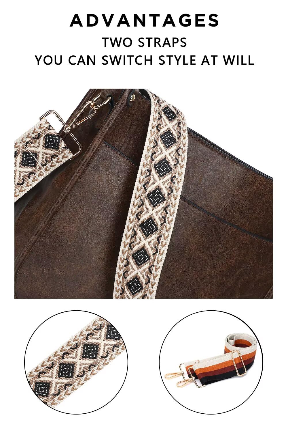 Crossbody Purse with Guitar Strap Zipped Pockets Handbag Shoulder Bag Vegan Leather Crossbody Bags for Women